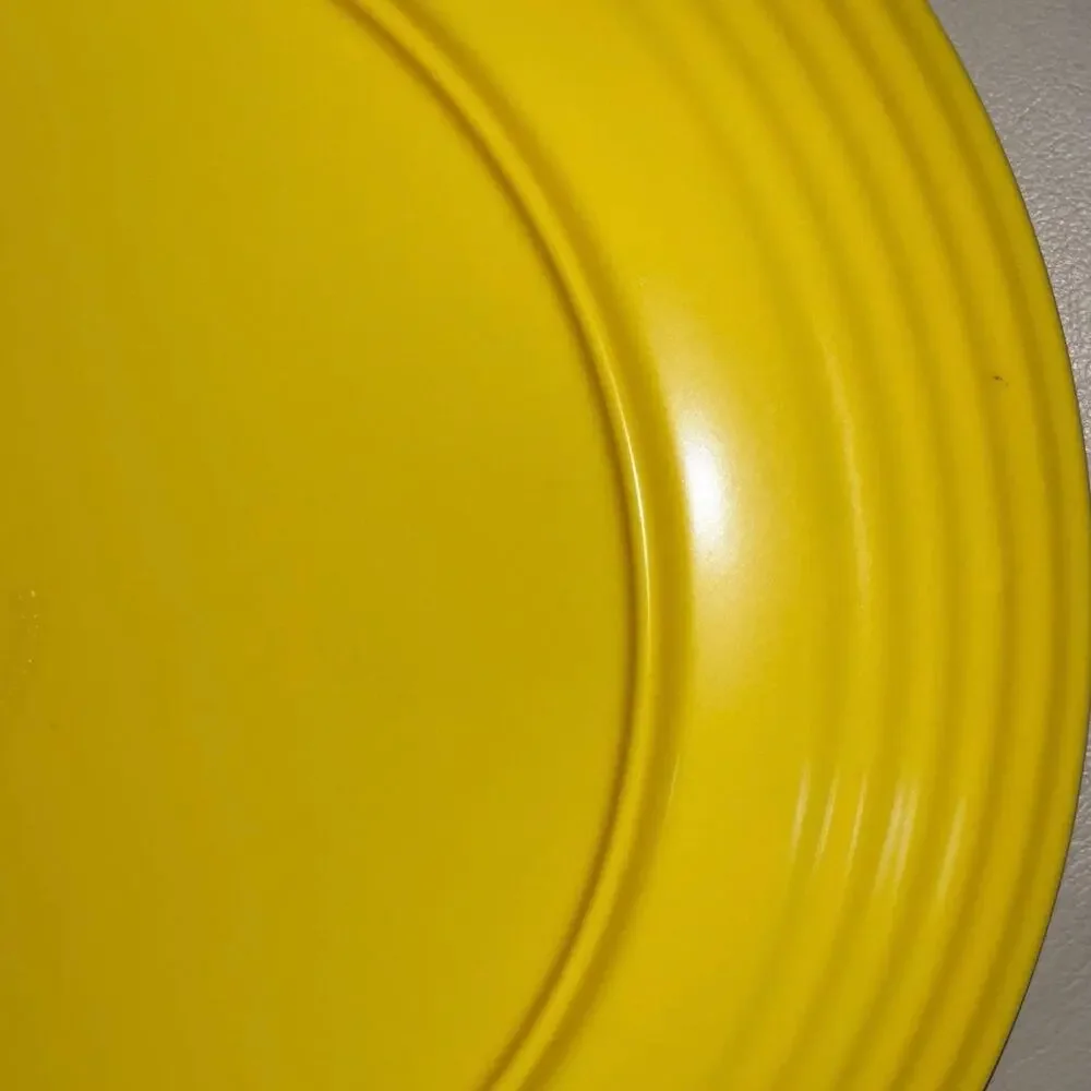 Set of 2 Melange Sunny Yellow 11” Coupe Ribbed Melamine Plates Shatterproof